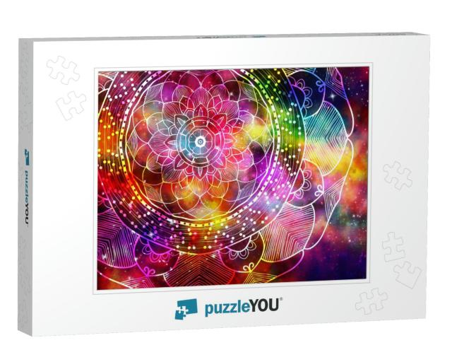 Abstract Ancient Geometric with Star Field & Colorful Gal... Jigsaw Puzzle