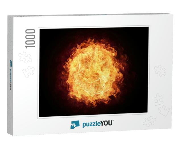 Fire Ball with Free Space for Text. Isolated on Black Bac... Jigsaw Puzzle with 1000 pieces