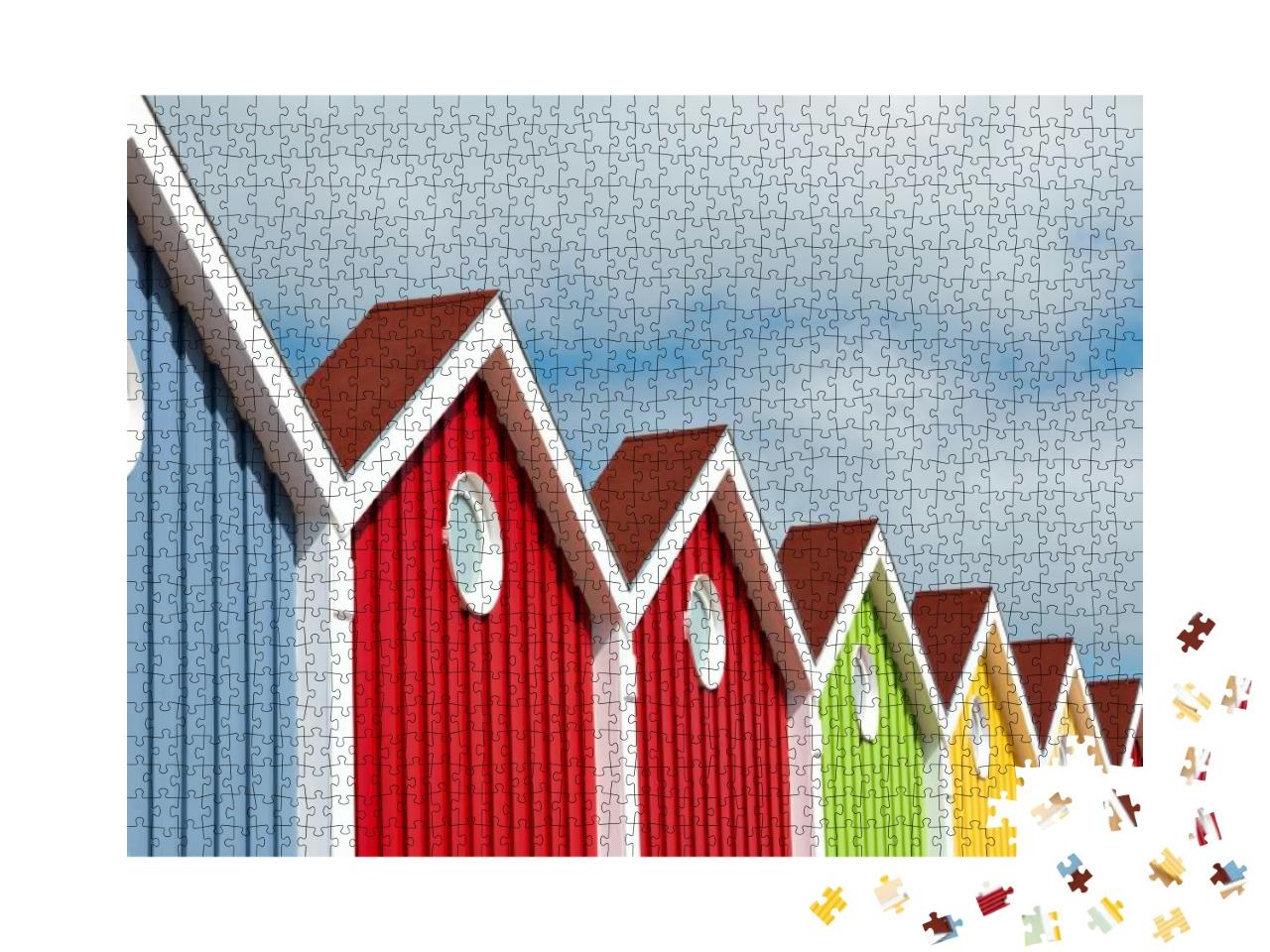 Colorful Glowing Houses Front on the North Sea Island Lan... Jigsaw Puzzle with 1000 pieces