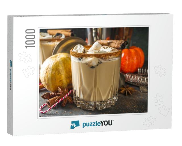 Hot Pumpkin Spice Cocktail, Pumpkin White Russian Cocktai... Jigsaw Puzzle with 1000 pieces
