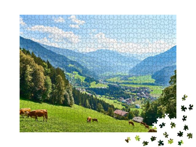 View Over Beautiful Valley Zillertal in Tirol in Austria... Jigsaw Puzzle with 1000 pieces