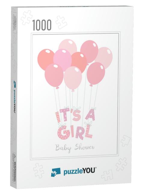 Baby Shower Invitation for Girls. Its a Girl... Jigsaw Puzzle with 1000 pieces