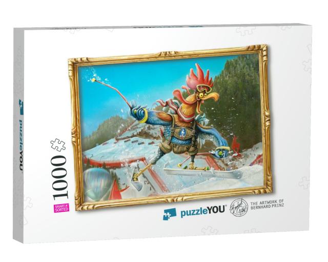 Rooster Downhill Ski Race Jigsaw Puzzle