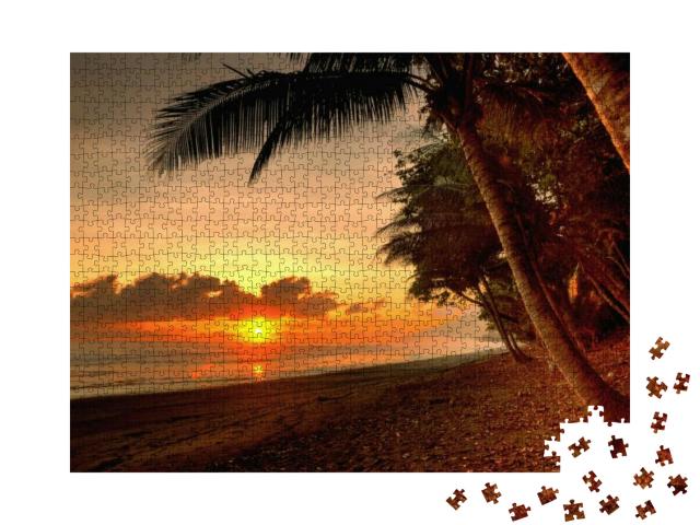 Sunset in a Virgin Beach of Corcovado National Park in Co... Jigsaw Puzzle with 1000 pieces