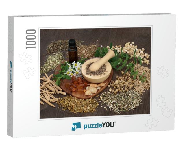 Natural Herbal Plant Medicine Used to Heal Anxiety & Slee... Jigsaw Puzzle with 1000 pieces