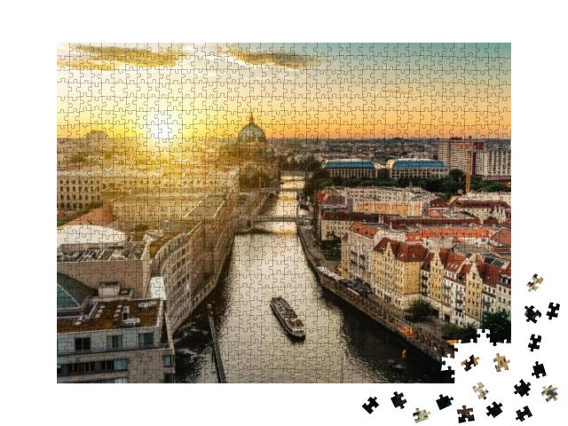 View Over River on Berlin Skyline with Berlin Cathedral... Jigsaw Puzzle with 1000 pieces