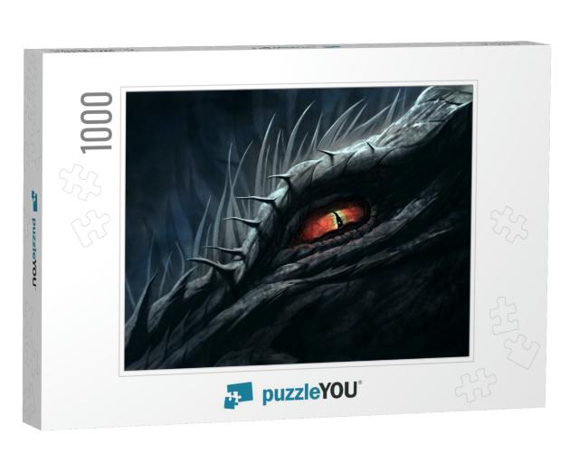 Red Eye of Dragon. Digital Painting... Jigsaw Puzzle with 1000 pieces