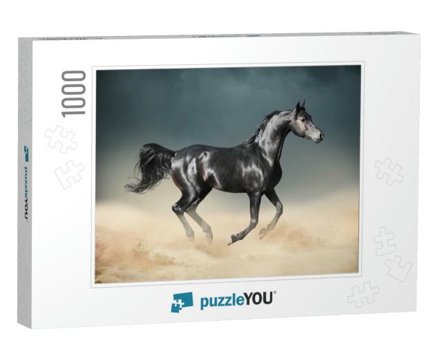 Arab Horse Running in Desert... Jigsaw Puzzle with 1000 pieces