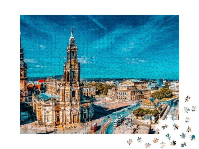 Theatre Square Theaterplatz in the Historic Center of Dre... Jigsaw Puzzle with 1000 pieces