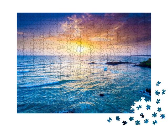 Indian Ocean on Sunset. Sri Lanka, Galle Fort... Jigsaw Puzzle with 1000 pieces