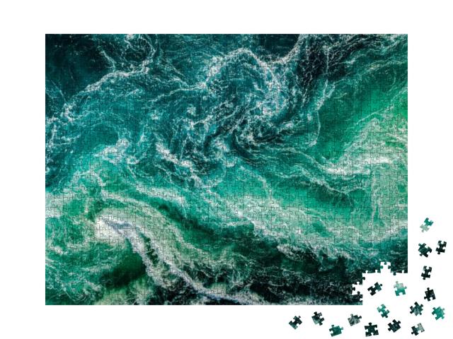 Waves of Water of the River & the Sea Meet Each Other Dur... Jigsaw Puzzle with 1000 pieces