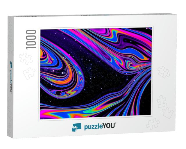 Iridescent Rainbow Galaxy Space Psychedelic Swirl Trippy... Jigsaw Puzzle with 1000 pieces