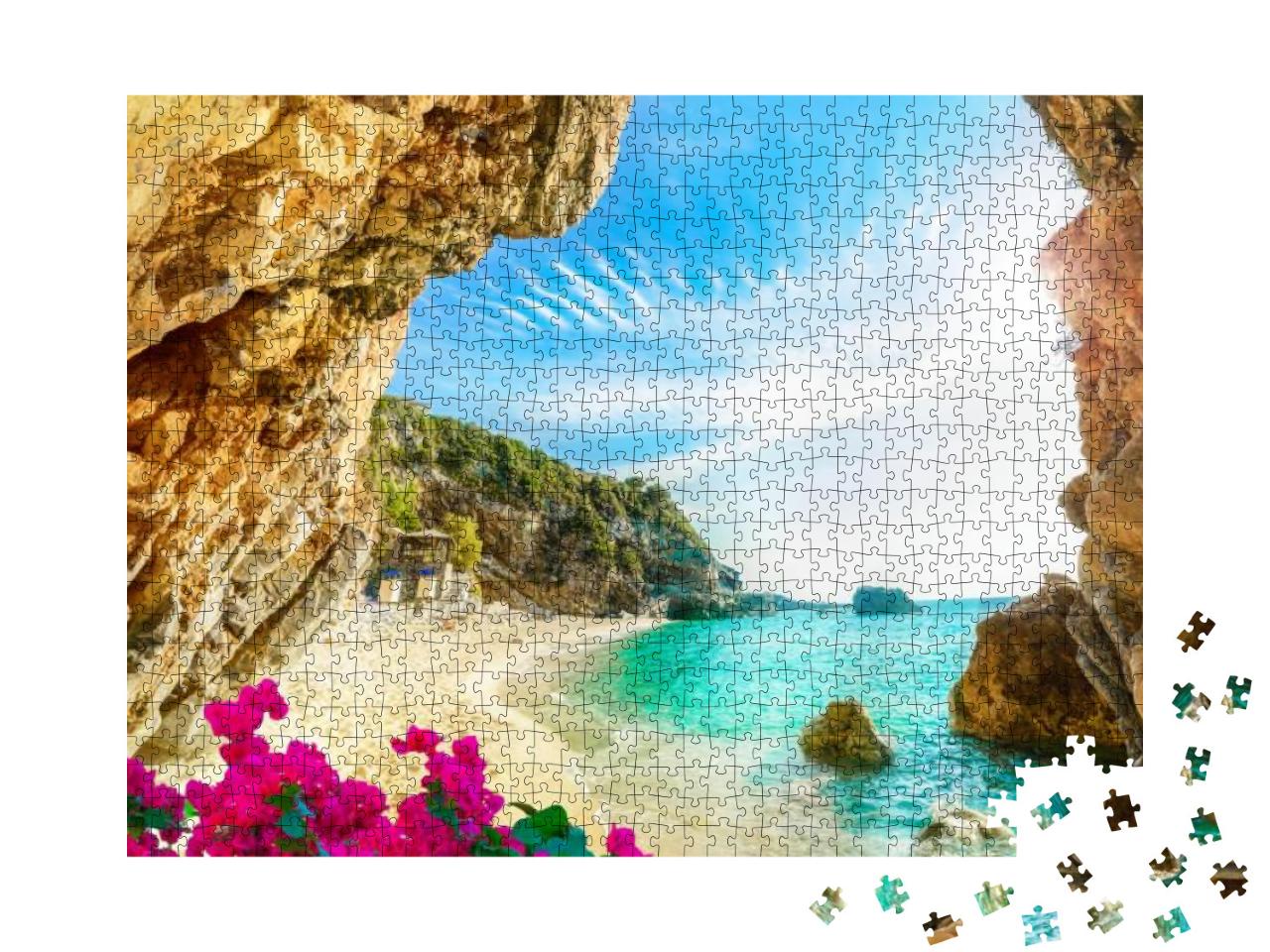 Beautiful View Over the Sea Beach in Corfu Island, Pelion... Jigsaw Puzzle with 1000 pieces