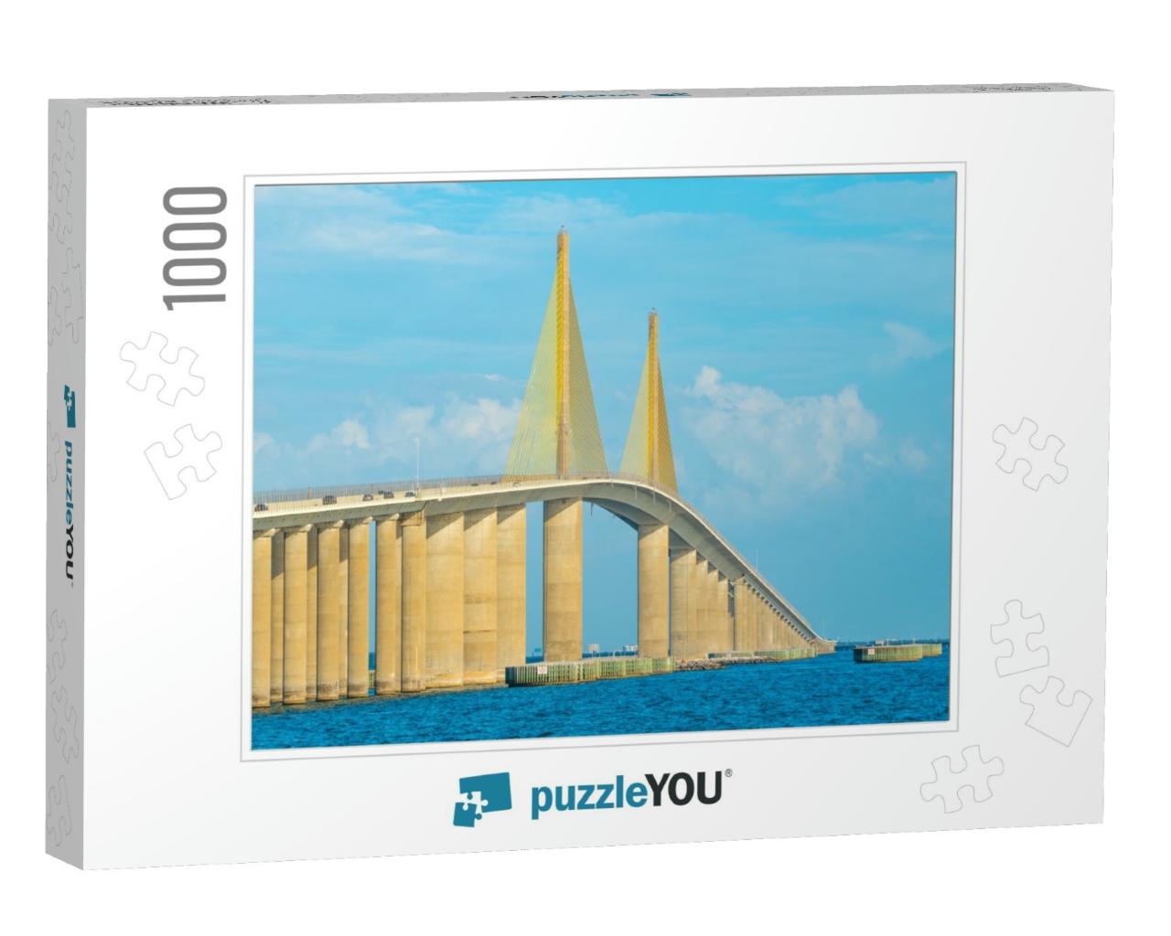 Sunshine Skyway Bridge Spanning the Lower Tampa Bay & Con... Jigsaw Puzzle with 1000 pieces