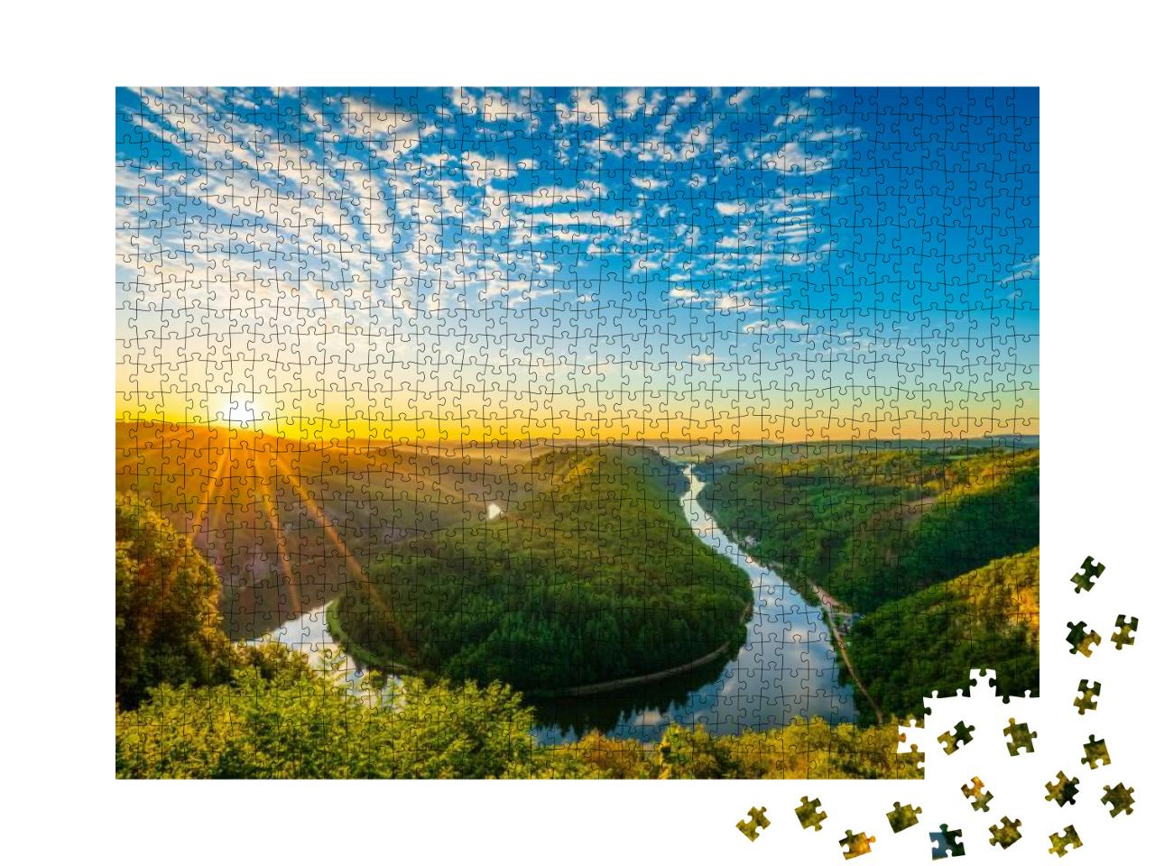 Saar River Valley Near Mettlach At Sunrise. South Germany... Jigsaw Puzzle with 1000 pieces