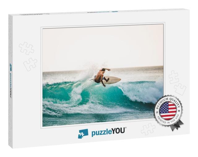 Professional Surfer Riding Waves in Bali, Indonesia. Men... Jigsaw Puzzle