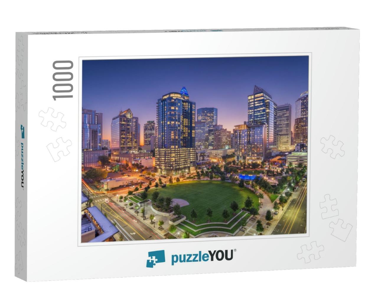 Charlotte, North Carolina, USA Uptown Skyline At Twilight... Jigsaw Puzzle with 1000 pieces