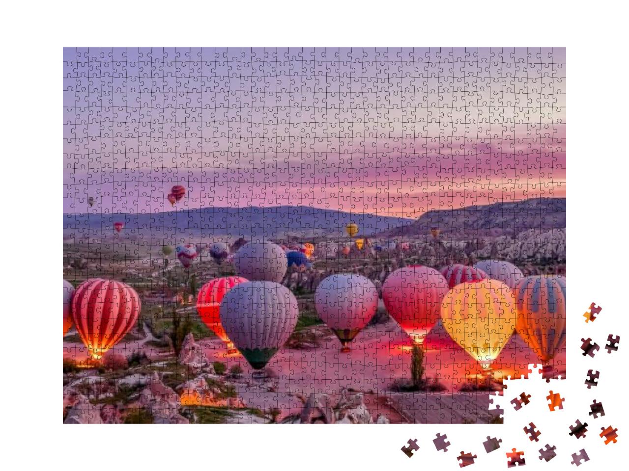 Colorful Hot Air Balloons Before Launch in Goreme Nationa... Jigsaw Puzzle with 1000 pieces