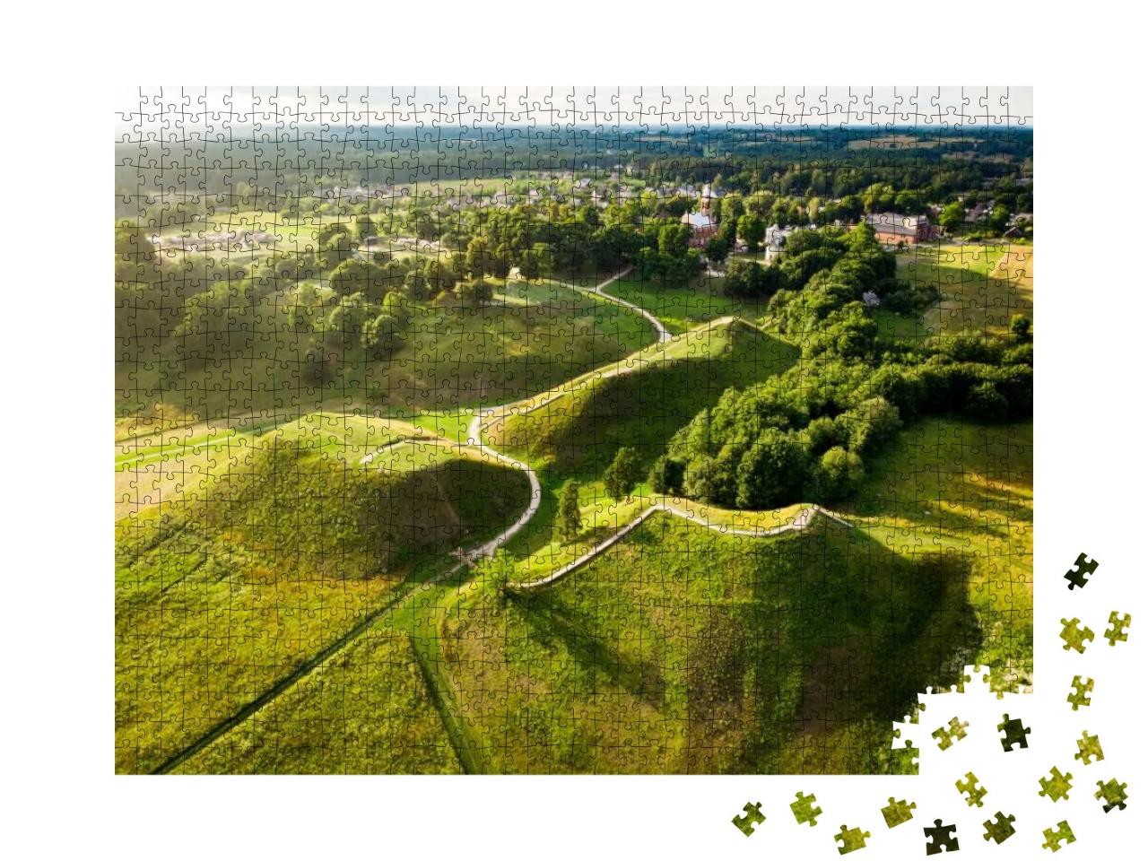 Aerial View of Kernave Archaeological Site, a Medieval Ca... Jigsaw Puzzle with 1000 pieces