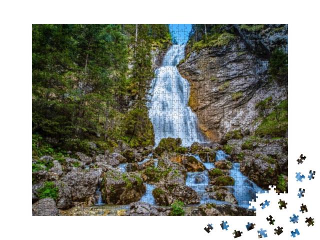 Waterfall Near Kenzenhuette, Ammergau Allgau Alps, Alps... Jigsaw Puzzle with 1000 pieces