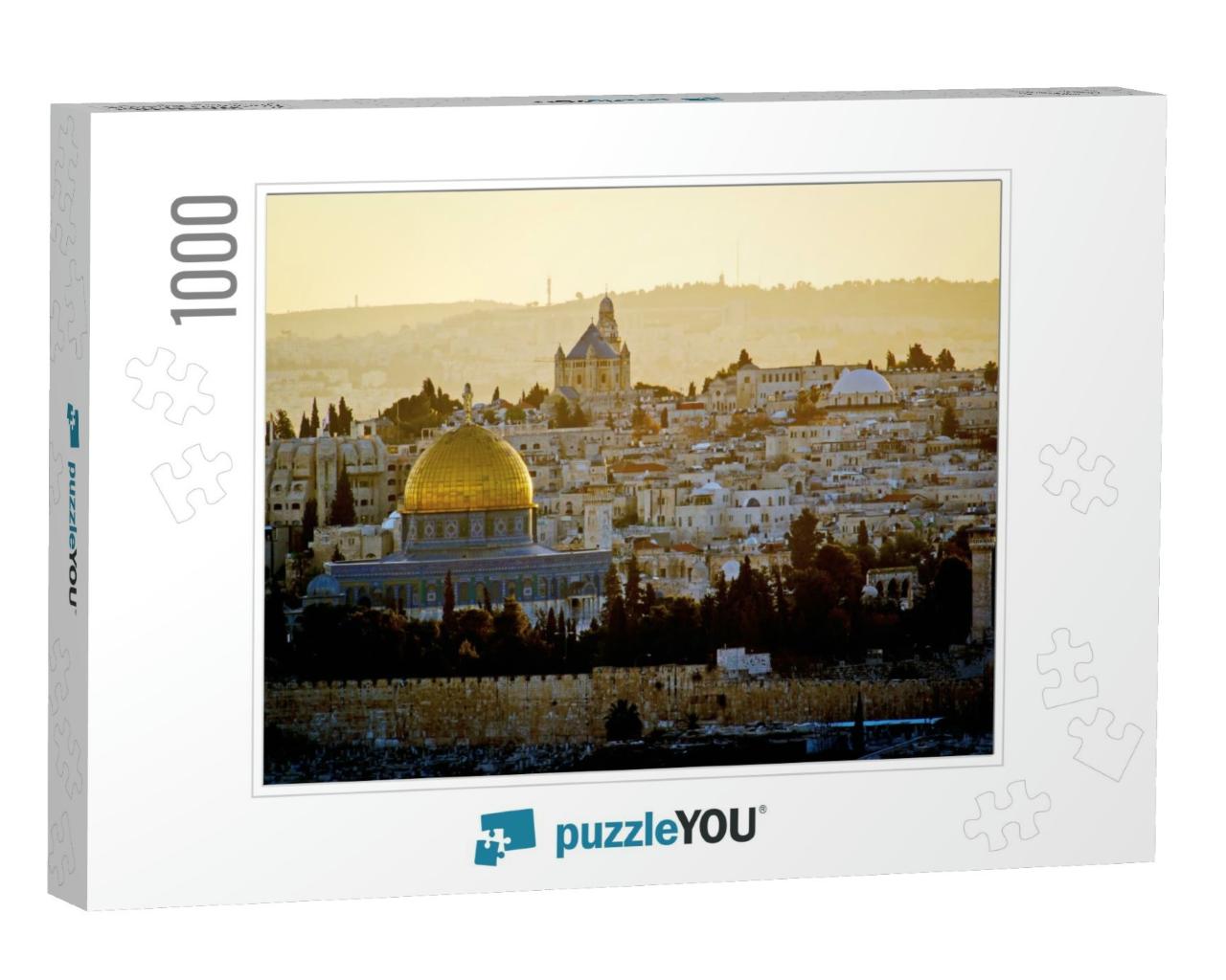Old City Jerusalem in a Sunset Haze Mount Zion Abbey, Whe... Jigsaw Puzzle with 1000 pieces