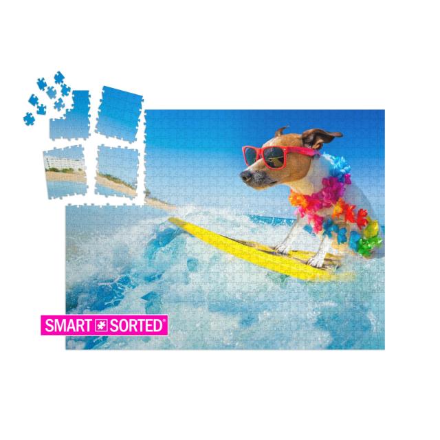 Jack Russell Dog Surfing on a Wave, on Ocean Sea on Summe... | SMART SORTED® | Jigsaw Puzzle with 1000 pieces