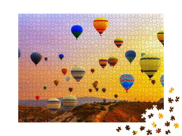 Tourists Ride Hot Air Balloons Flight Balloon Festival Pa... Jigsaw Puzzle with 1000 pieces