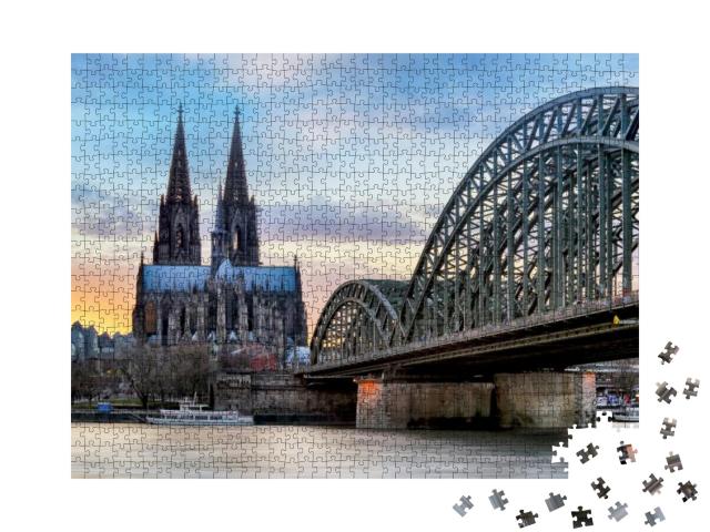 Cathedral in Cologne At Night... Jigsaw Puzzle with 1000 pieces