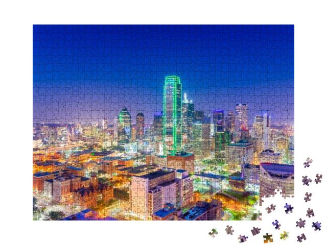 Dallas, Texas, USA Downtown City Skyline At Twilight... Jigsaw Puzzle with 1000 pieces