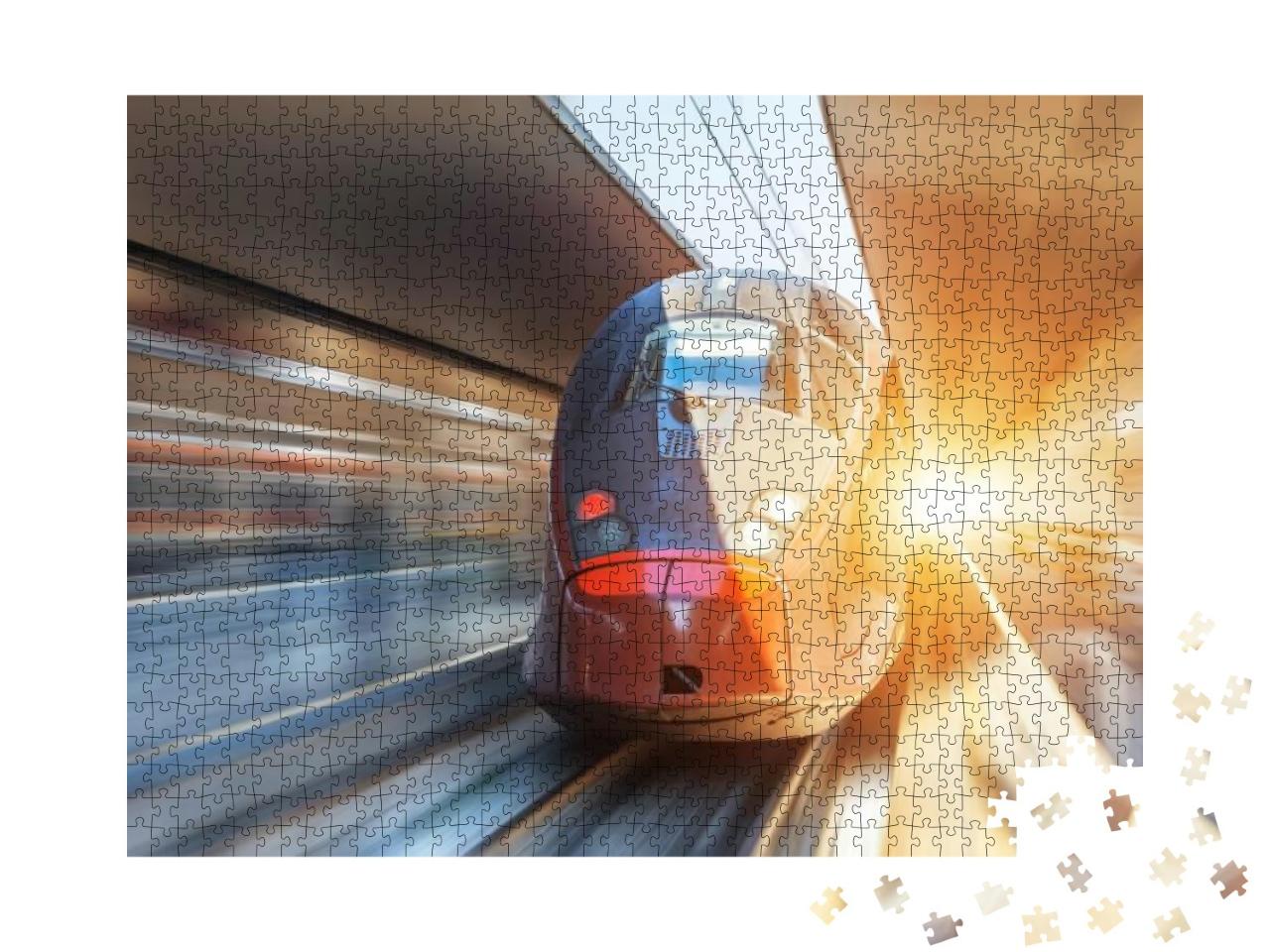 Modern High Speed Train on a Clear Day with Motion Blur A... Jigsaw Puzzle with 1000 pieces