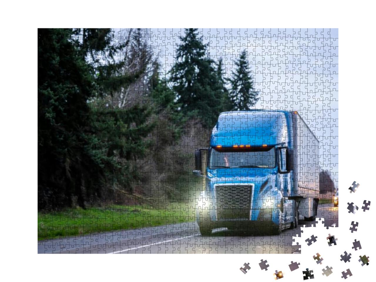 Big Rig Blue Industrial Diesel Semi Truck with Grille Gua... Jigsaw Puzzle with 1000 pieces