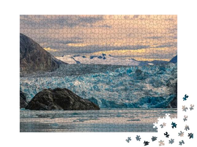 Beautiful Sunset At Sawyer Glacier in Tracy Arm Fjord Nea... Jigsaw Puzzle with 1000 pieces
