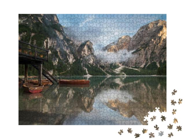 Beautiful Lake Pragser Wildsee Lago Di Braies. Fanes-Senn... Jigsaw Puzzle with 1000 pieces