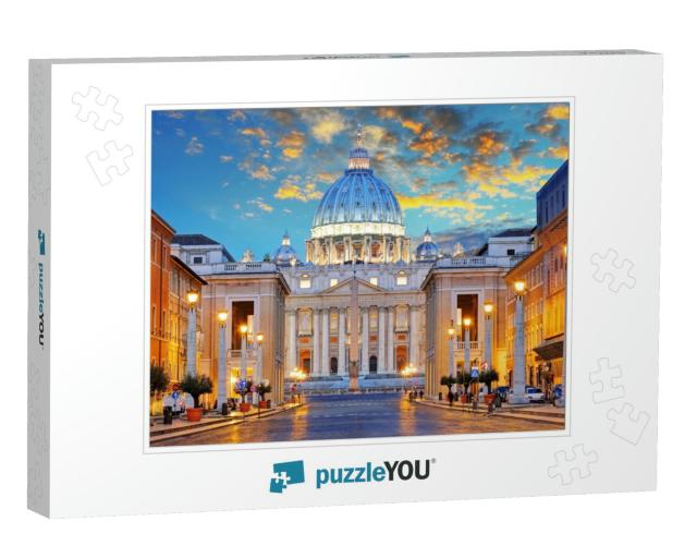 St. Peters Basilica in Rome by the Via Della Conciliazion... Jigsaw Puzzle