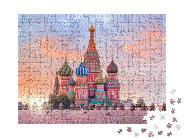 Basils Cathedral At Red Square in Moscow, Russia At Sunri... Jigsaw Puzzle with 1000 pieces
