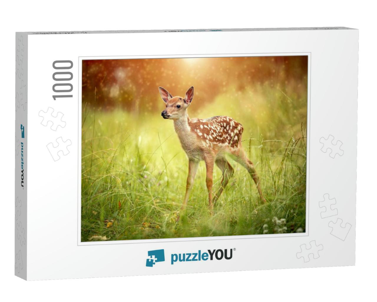 Baby Deer Bambi in the Grass in Summer on a Sunny Day Sel... Jigsaw Puzzle with 1000 pieces