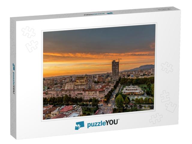 Fantastic Sunset, View of Tirana, Capital of Albania from... Jigsaw Puzzle