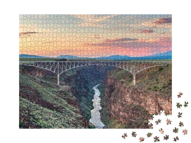 Taos, New Mexico, USA At Rio Grande Gorge Bridge Over the... Jigsaw Puzzle with 1000 pieces