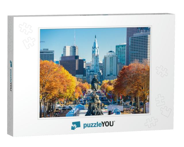 Philadelphia, Pennsylvania, USA in Autumn Overlooking Benj... Jigsaw Puzzle