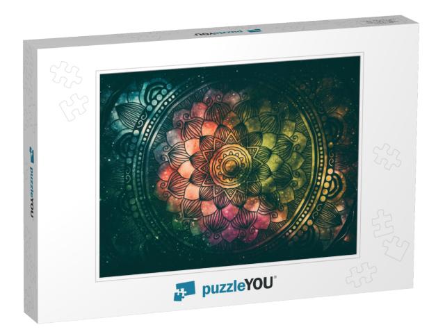 Abstract Ancient Geometric with Star Field & Colorful Gal... Jigsaw Puzzle