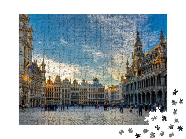Grand Place Grote Market with Town Hall Hotel De Ville &... Jigsaw Puzzle with 1000 pieces