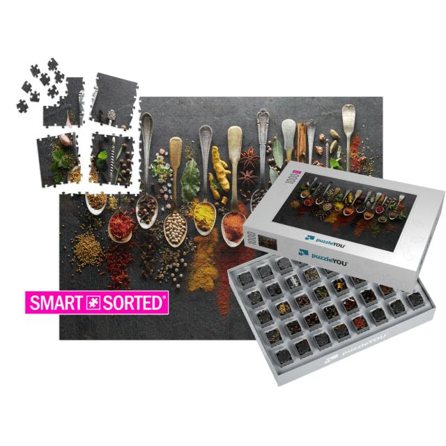 Herbs & Spices on Graphite Background... | SMART SORTED® | Jigsaw Puzzle with 1000 pieces