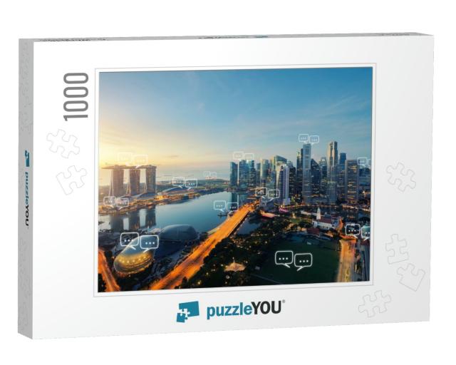 Blank Space for Text on Singapore City & Bubble Chat for... Jigsaw Puzzle with 1000 pieces