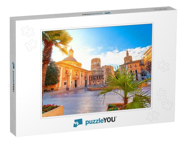 Valencia Spain Virgin Square Architecture with Sunrise... Jigsaw Puzzle