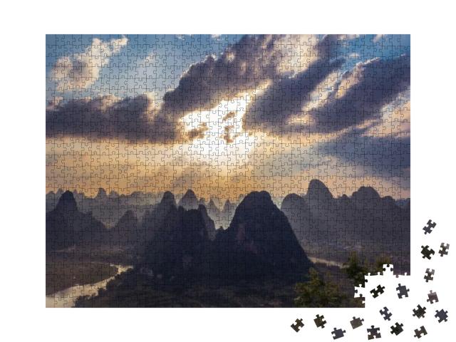 Sunset Scenic View from Laozhai Mountain Laozhai Shan, Ne... Jigsaw Puzzle with 1000 pieces