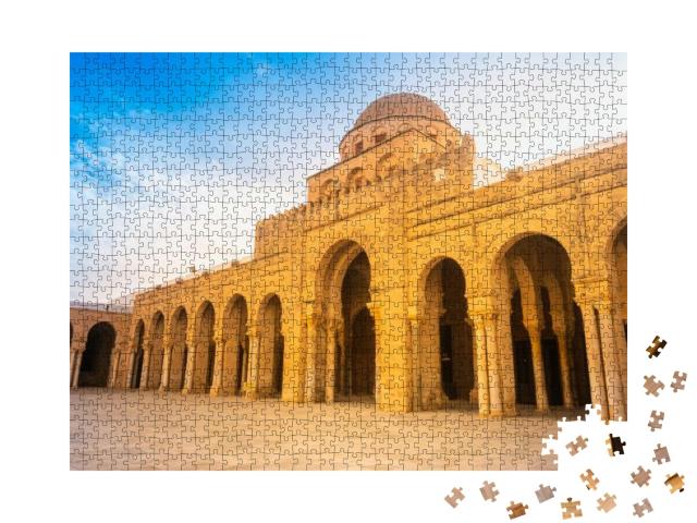 Ancient Great Mosque in Kairouan in Sahara Desert, Tunisi... Jigsaw Puzzle with 1000 pieces