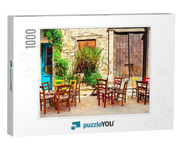 Cafe on the Old Street in Limassol, Cyprus. Travel & Vaca... Jigsaw Puzzle with 1000 pieces