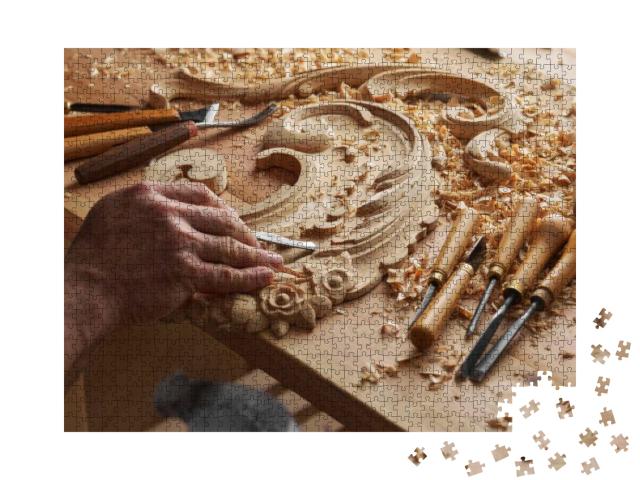 Woodworkers Desk with Cutters. Woodwork Tools... Jigsaw Puzzle with 1000 pieces