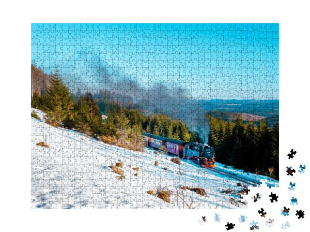 Steam Locomotive in Harz Germany, Steam Train in Snow Win... Jigsaw Puzzle with 1000 pieces