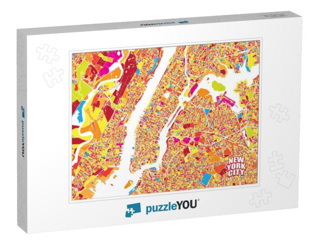 Colorful Vector Map of New York City. Very Detailed Versi... Jigsaw Puzzle